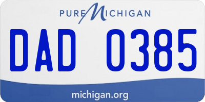 MI license plate DAD0385