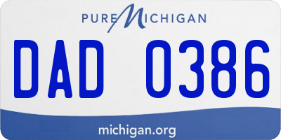 MI license plate DAD0386