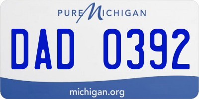 MI license plate DAD0392
