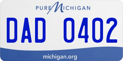 MI license plate DAD0402