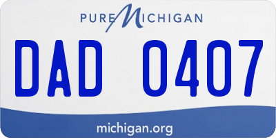 MI license plate DAD0407