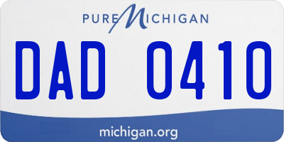 MI license plate DAD0410