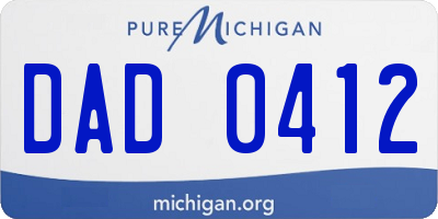 MI license plate DAD0412