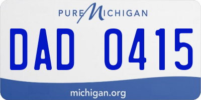 MI license plate DAD0415