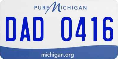 MI license plate DAD0416