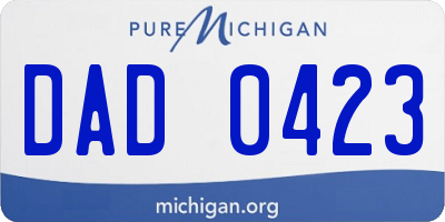 MI license plate DAD0423