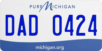 MI license plate DAD0424
