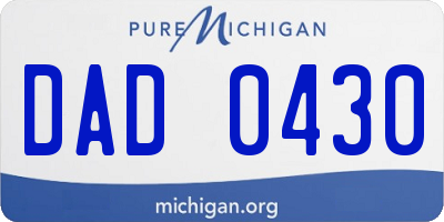 MI license plate DAD0430