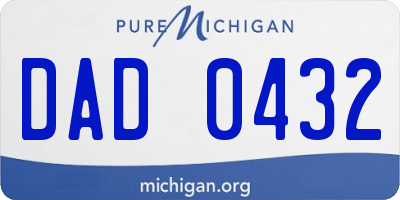 MI license plate DAD0432