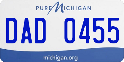 MI license plate DAD0455