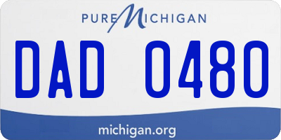 MI license plate DAD0480