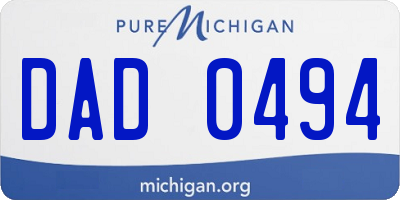 MI license plate DAD0494