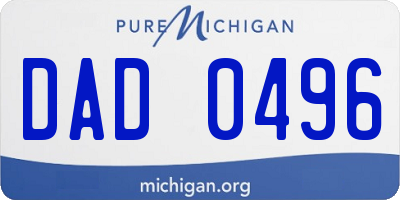 MI license plate DAD0496