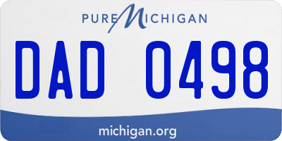 MI license plate DAD0498