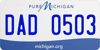 MI license plate DAD0503