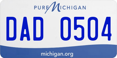 MI license plate DAD0504