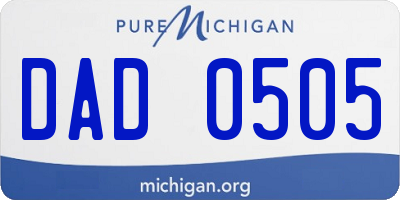 MI license plate DAD0505