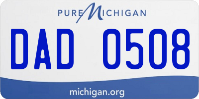 MI license plate DAD0508