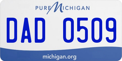 MI license plate DAD0509