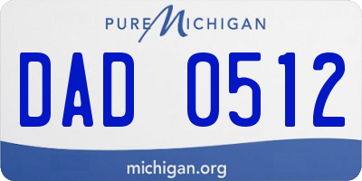 MI license plate DAD0512