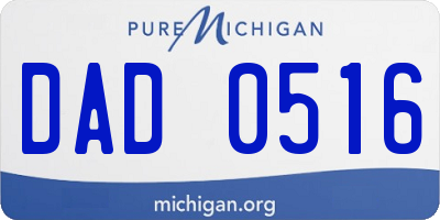 MI license plate DAD0516
