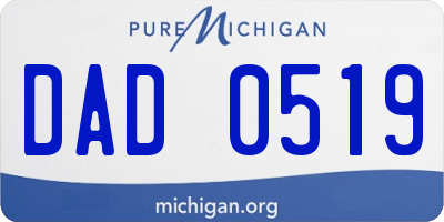 MI license plate DAD0519