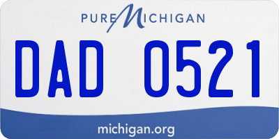 MI license plate DAD0521