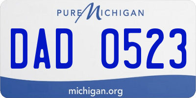 MI license plate DAD0523