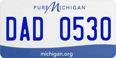 MI license plate DAD0530