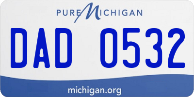 MI license plate DAD0532