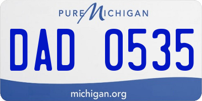 MI license plate DAD0535