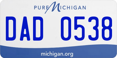 MI license plate DAD0538