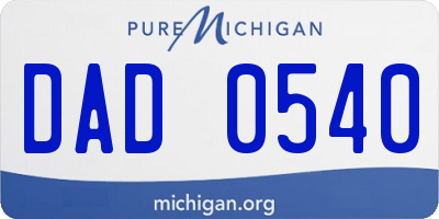 MI license plate DAD0540