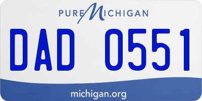 MI license plate DAD0551