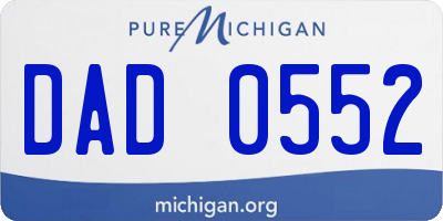 MI license plate DAD0552