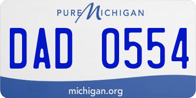 MI license plate DAD0554