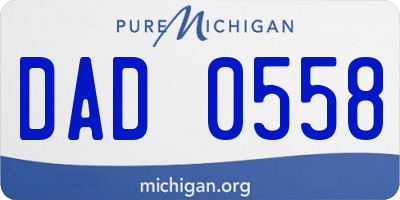 MI license plate DAD0558