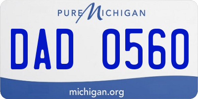 MI license plate DAD0560