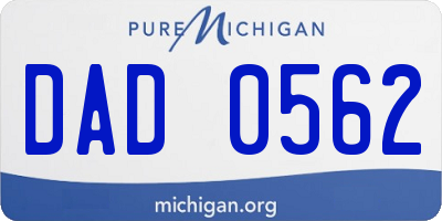 MI license plate DAD0562