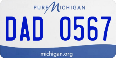 MI license plate DAD0567