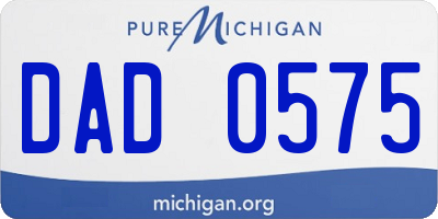 MI license plate DAD0575