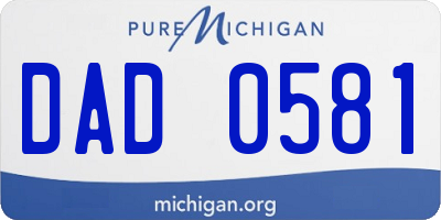 MI license plate DAD0581