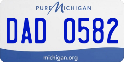 MI license plate DAD0582
