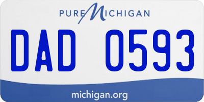 MI license plate DAD0593