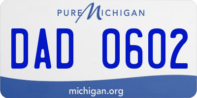 MI license plate DAD0602