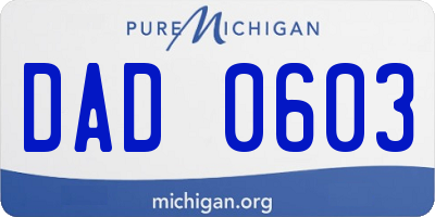 MI license plate DAD0603