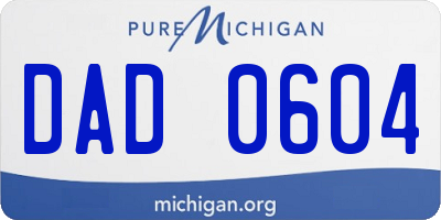 MI license plate DAD0604
