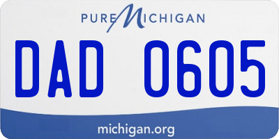 MI license plate DAD0605