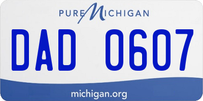 MI license plate DAD0607