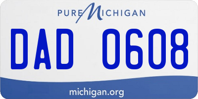 MI license plate DAD0608